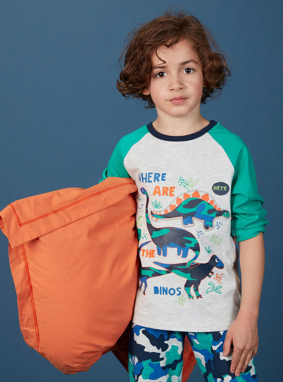 Pyjama enfant garçon imprimé dinosaures et camouflage KEGOPYJCAM / 20WH12I3PYJJ920